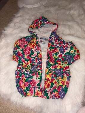 Winning Moves Vintage Floral Zip-Up Hoodie Size 6 Made in USA